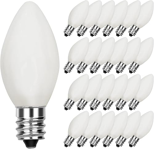 Miniatura 51 de Paquete de 25 bombillas C7 transparentes de repuesto, bombillas C7 de Navidad para exteriores, bombillas nocturnas de 5 W, bombillas incandescentes
