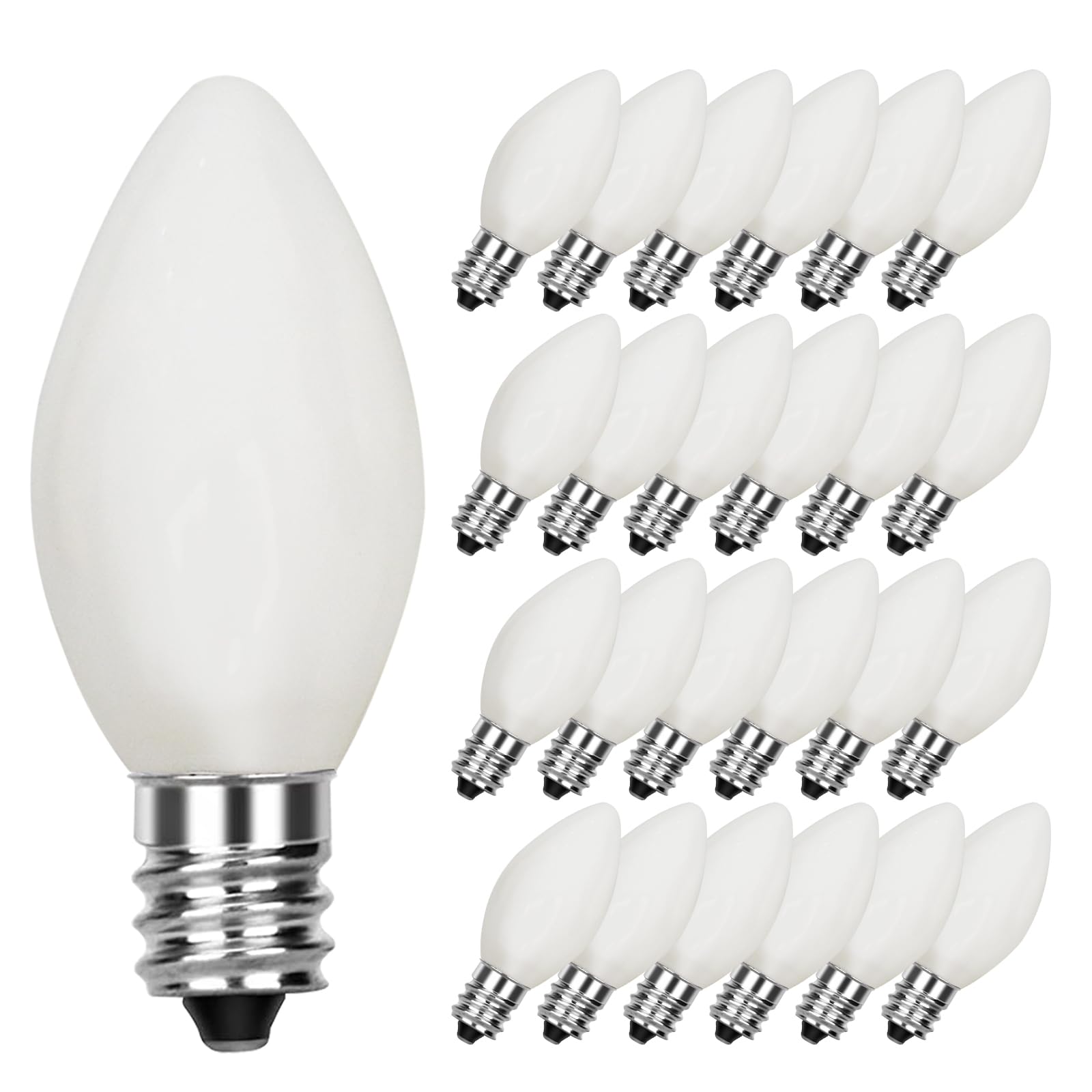 Doratale C7 White Replacement Light Bulbs, 25 Pack