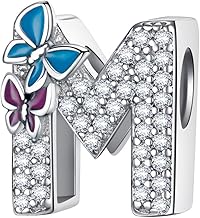 LNQOBU A-Z 925 Sterling Silver Letter Charms Bead Compatible with European Bracelet Women Girls