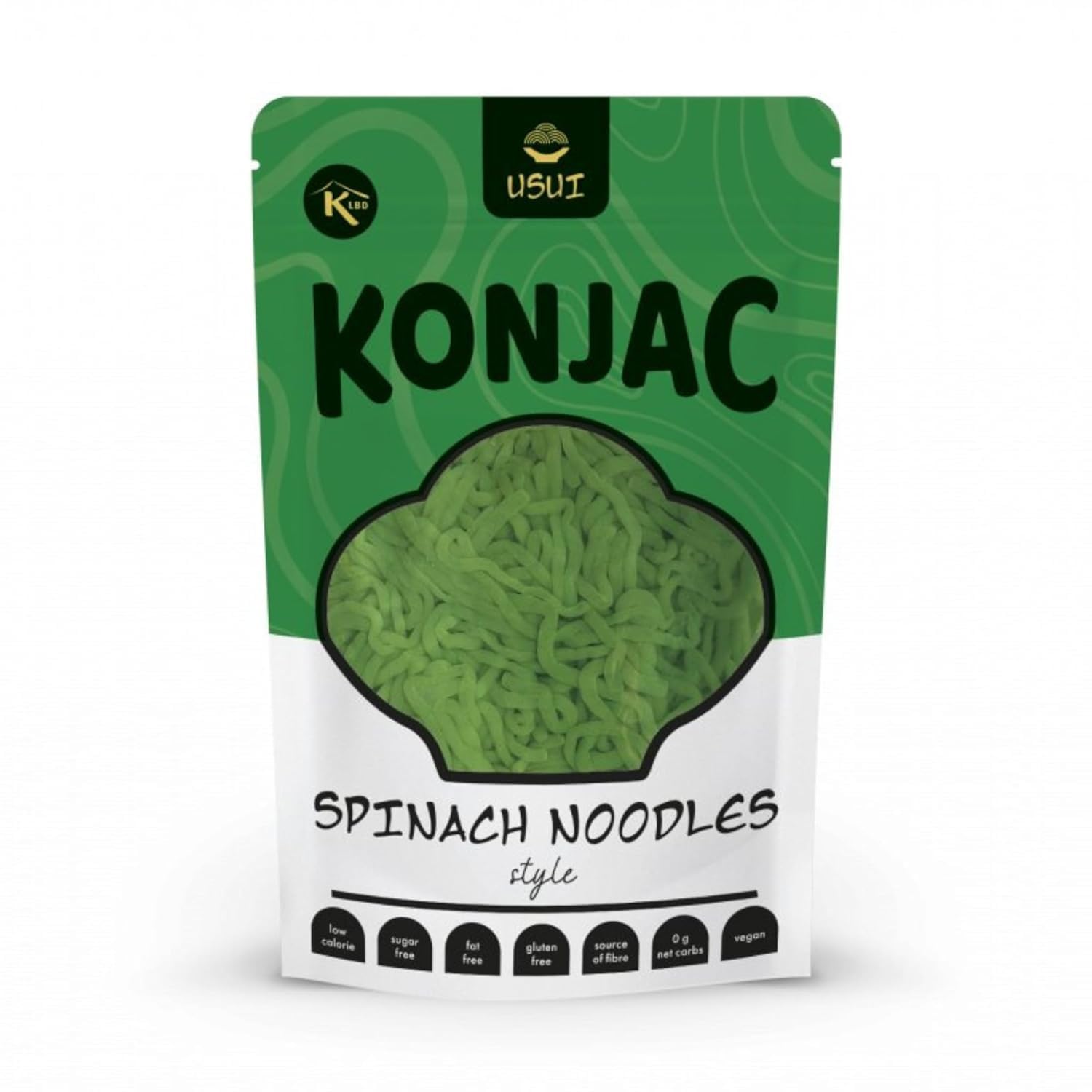 USUI Pasta di Konjac agli spinaci 20 pezzi – Shirataki pasta di Konjac | Low Carb | Keto | senza glutine | ipocalorico|dieta chetogenica (20×270g)