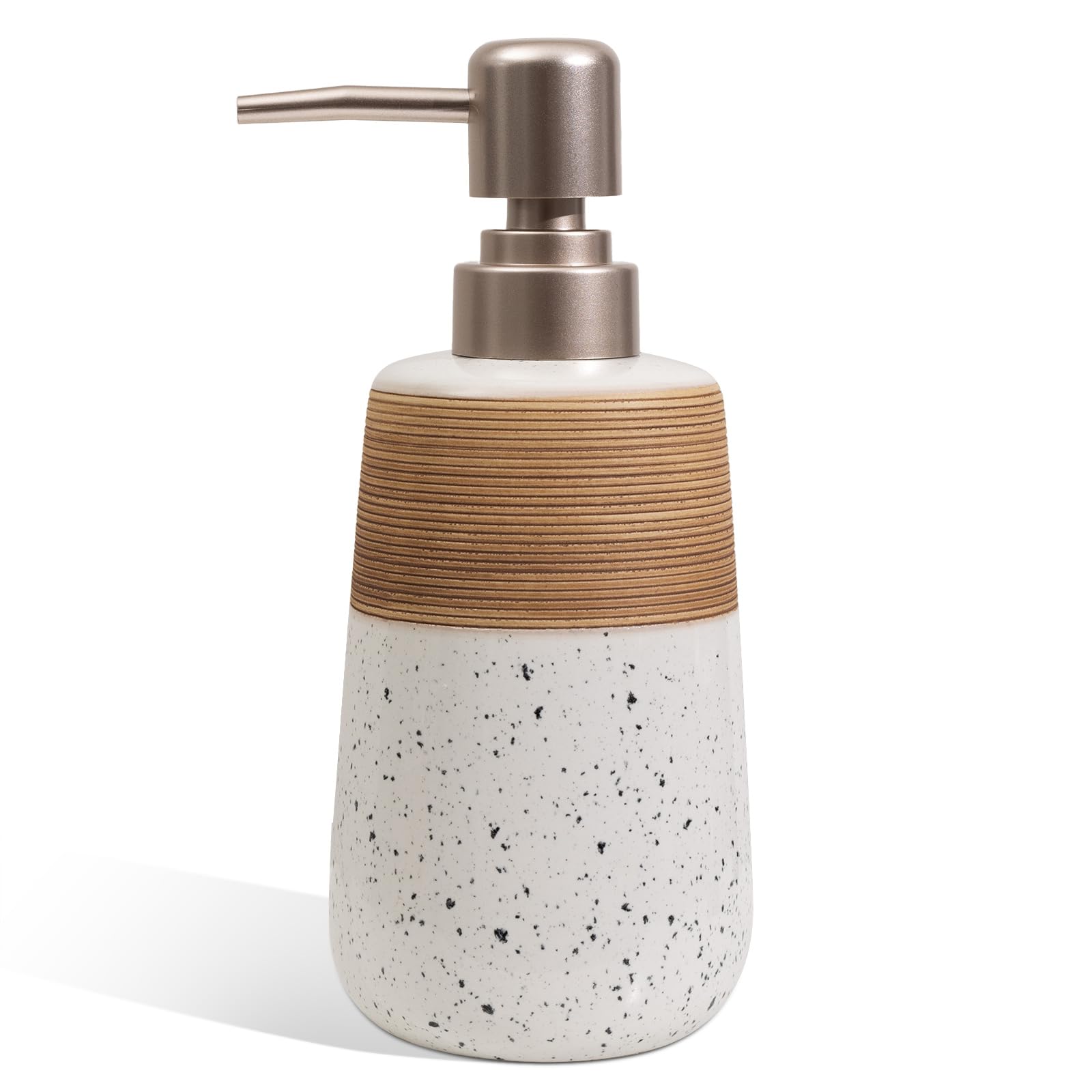 Ceramic Hand Soap Dispenser, 15 Oz Liquid Soap Dispenser for Bathroom Countertop Dish Soap Dispenser for Kitchen Sink, Bathroom Lotion Bottle Dispensers Farmhouse Kitchen Decor, White