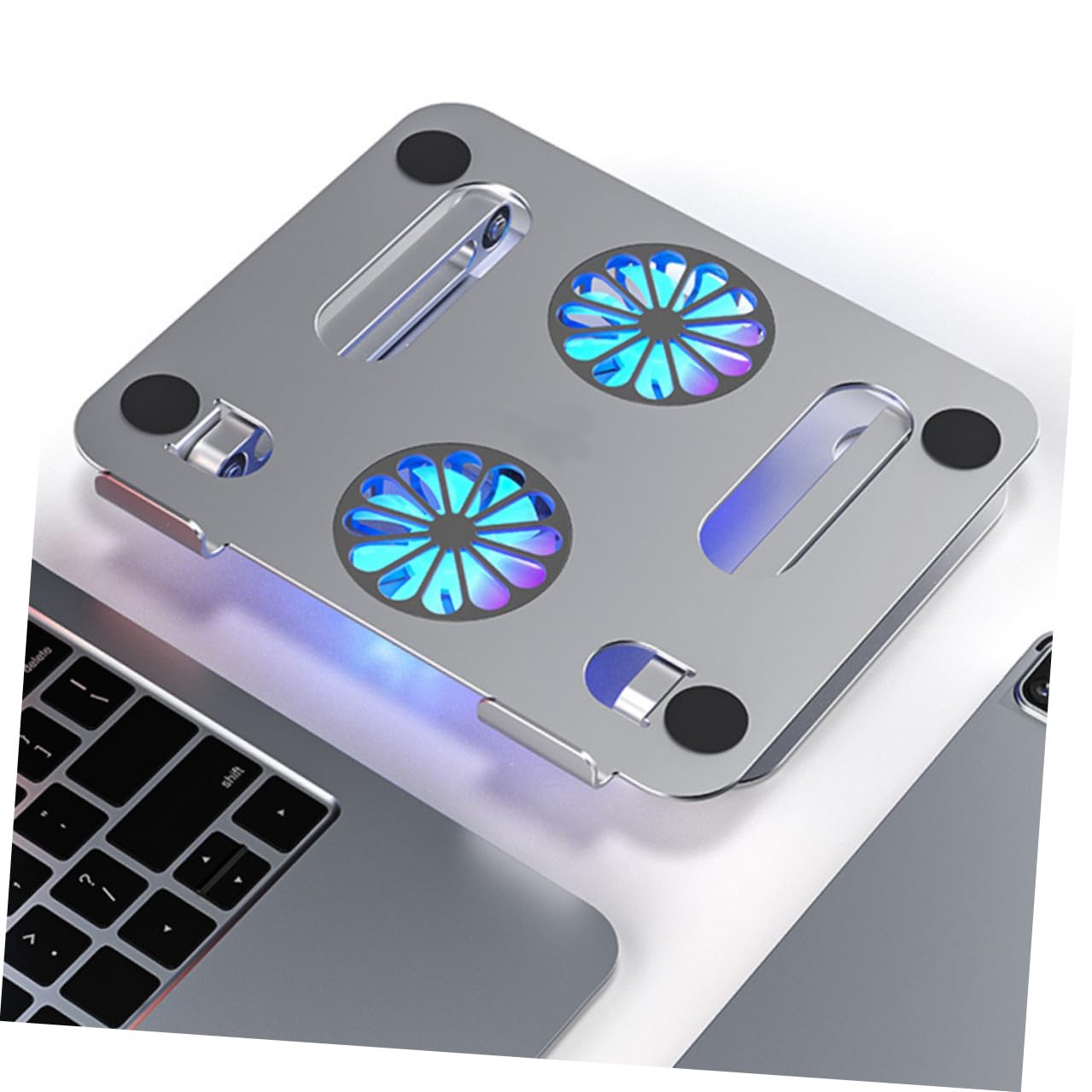 UKCOCO Supporto Raffreddamento Laptop con Doppia Regolabile Alluminio Base Ventilata per Tablet e Notebook Struttura e Angolo Elevabile