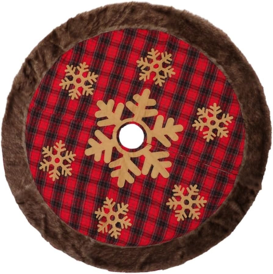 Tree Skirt Christmas Christmas Tree Skirt Decoration Supplies Snowflake Plaid Tree Skirt Tree Base Decoration Tree Apron Gifts Christmas Tree Skirts