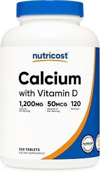 Nutricost Calcium with Vitamin D, 240 Tablets - Calcium 1200mg Vitamin D 50mcg Per Serving - Non-GMO, Gluten Free