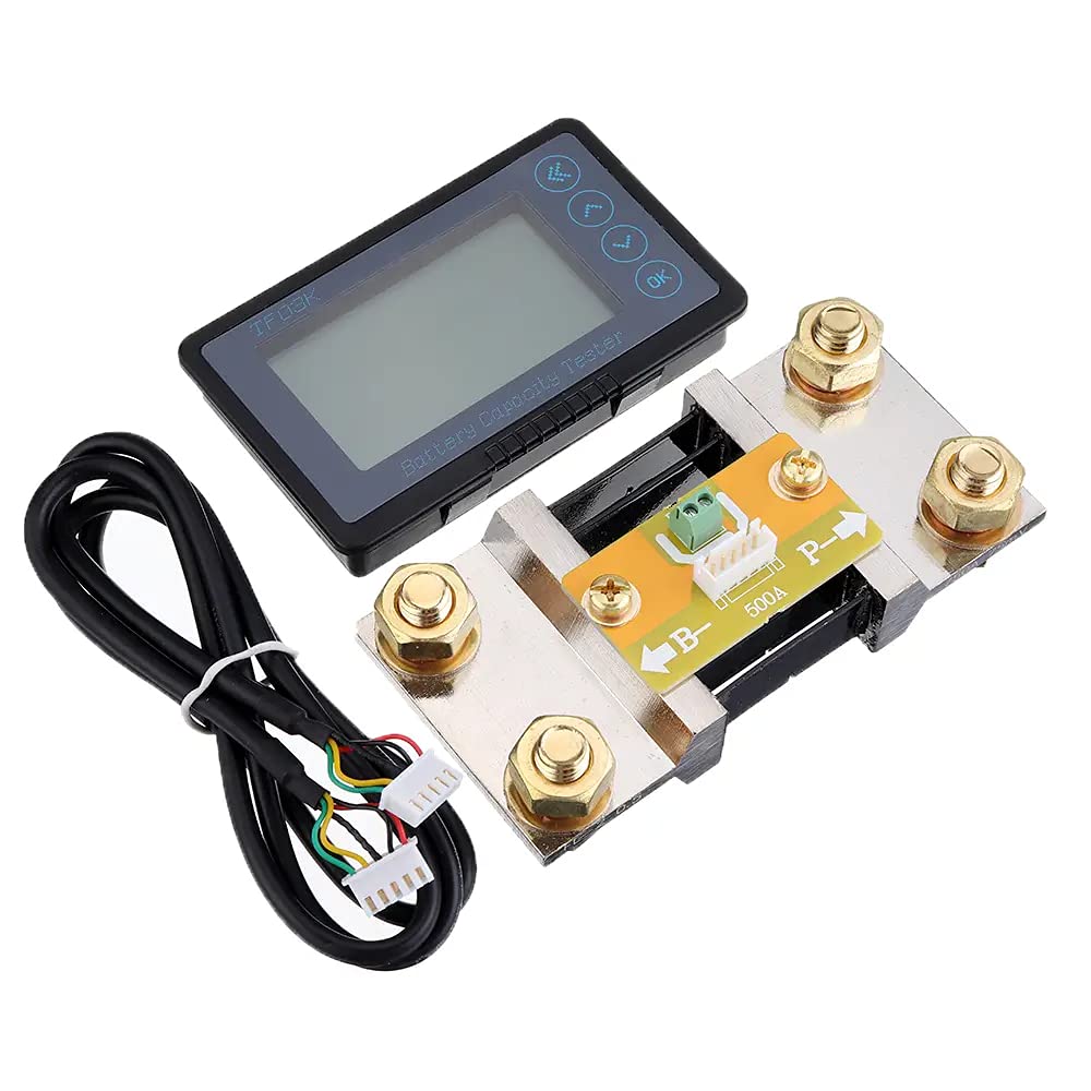 DollaTek TF03K 500 A monitor akumulatora, programowalny alarm wysokiego i niskiego napi?cia, zakres napi?cia 10 V-120 V z kablem przy??czeniowym i 5 m ekranowanym kablem