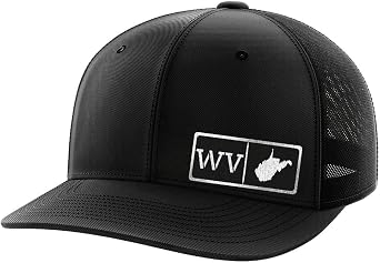 Greater Half West Virginia Blk Leather Patch Trucker HatUSA Made Adjustable Snapback MeshHomegrown6-Panel Mid Profile