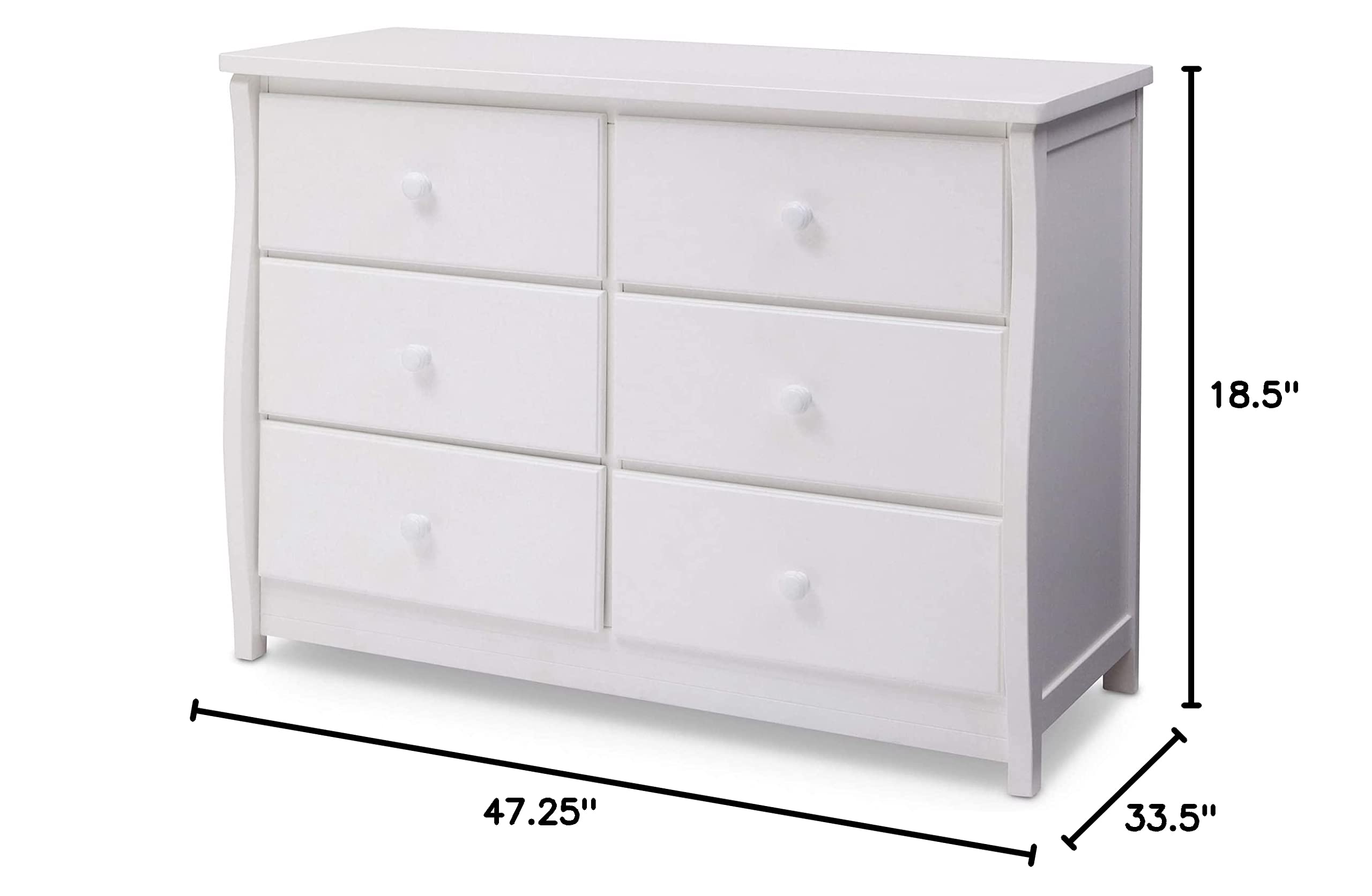 Delta Children Clermont 6 Drawer Dresser, Greenguard Gold Certified, Bianca White