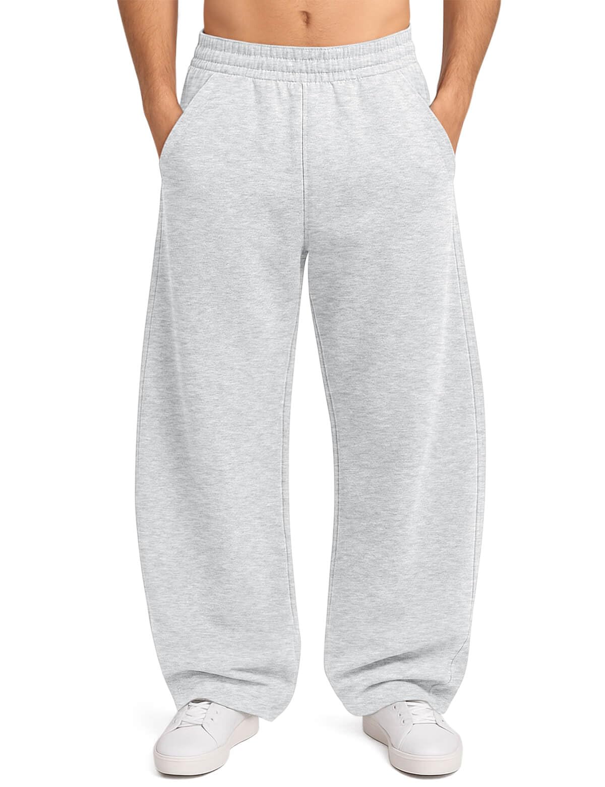 Men's Baggy Sweatpants Cotton Wide Leg Fleece Barrel Sweat Pants