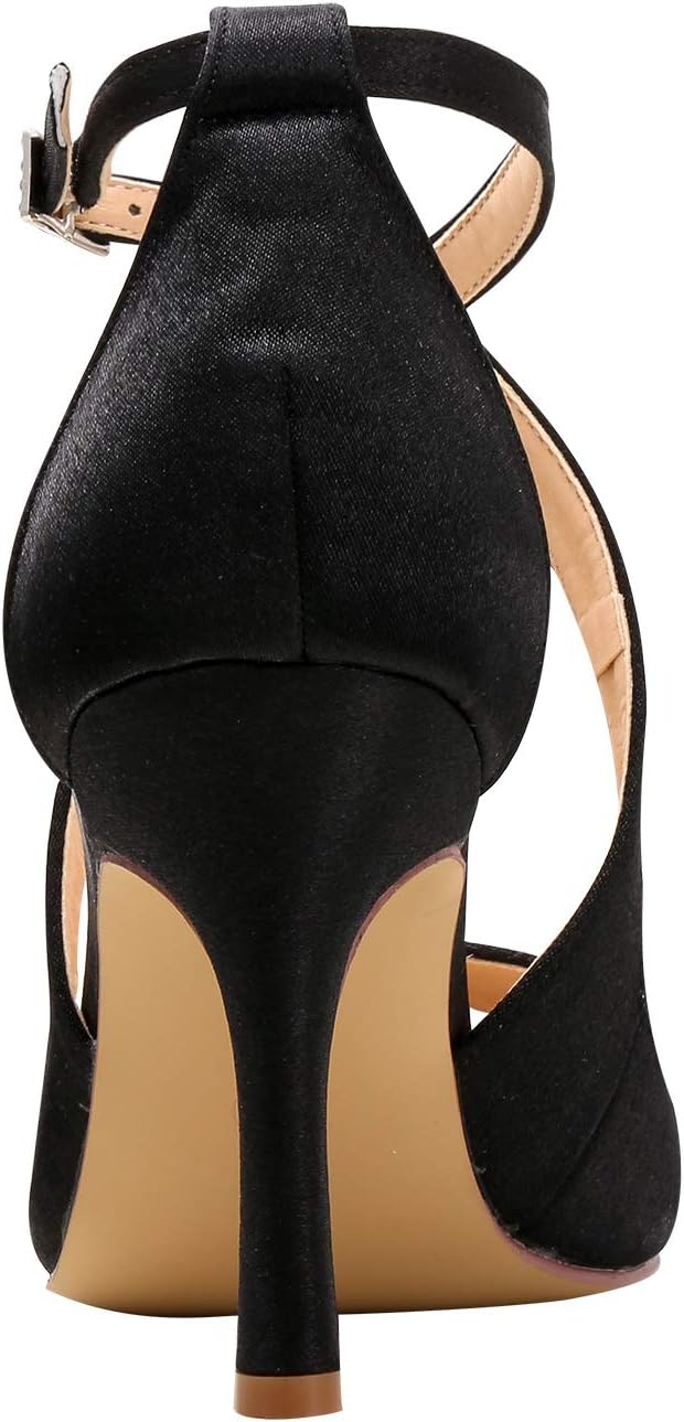 ELEGANTPARK Sandals for Women Peep Toe High Heels Cross Strappy Wedding Evening Dress Shoes Buckle Stain - Image 8