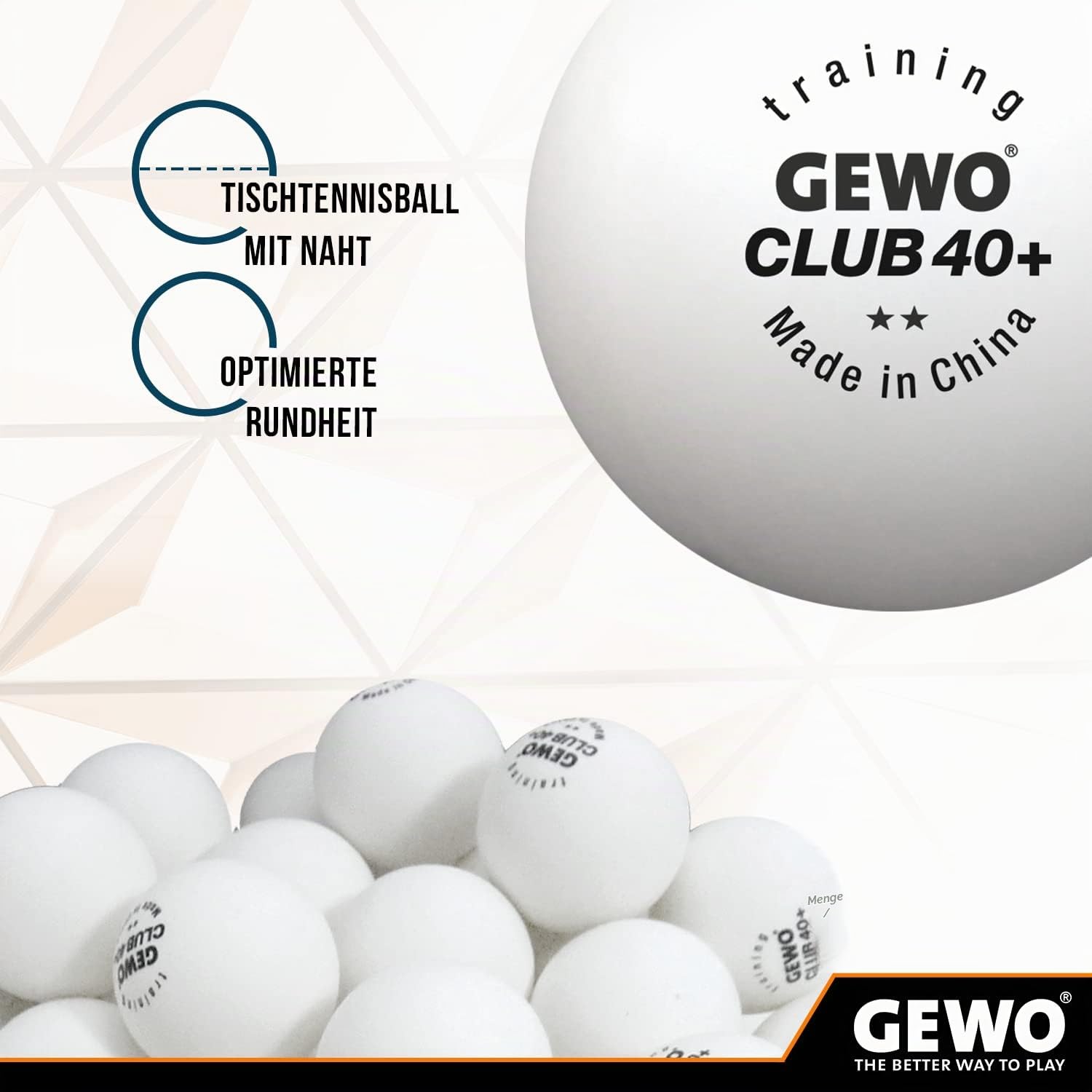 GEWO Tischtennisbälle Training Club – Profi Tischtennis Bälle - 72 Stück