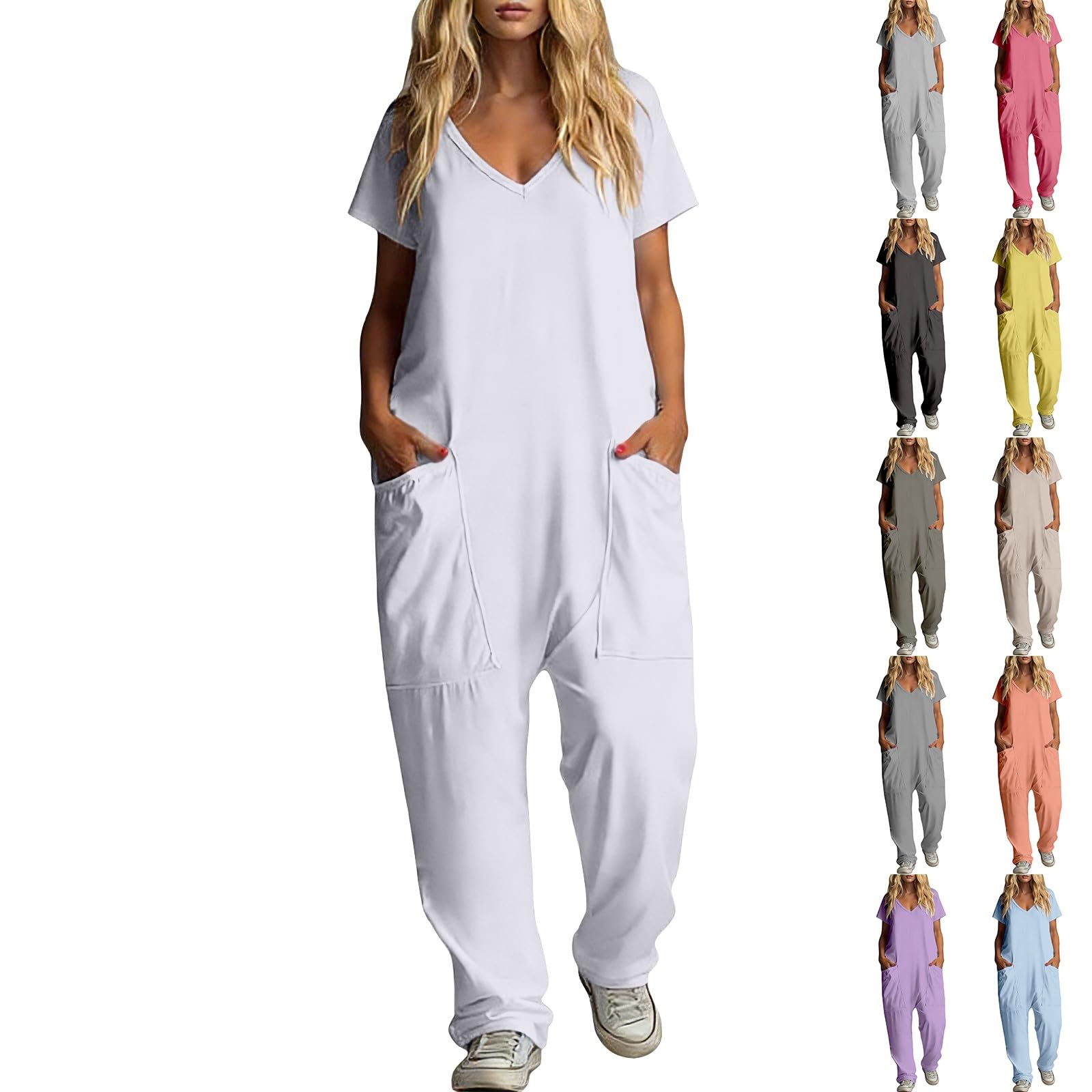 Tuta da donna taglie forti, tuta a gamba larga, con pantaloni