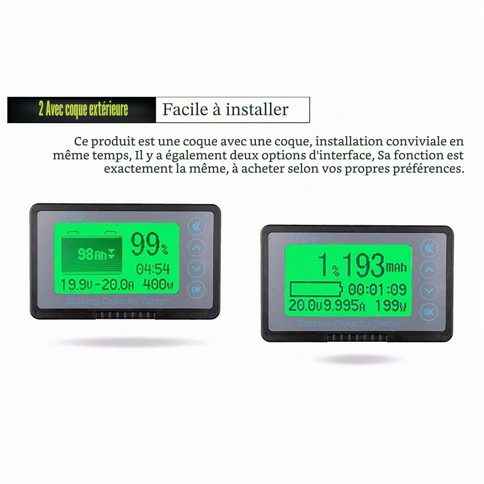 Compteur De Batterie, Moniteur De Capacité De Batterie Testeur De Batterie Voltmetre Amperemetre 8-120V 350A, TF03K Compteur De Coulomb Moniteur De Batterie Avec Alarme Basse Tension Pour Voiture RV