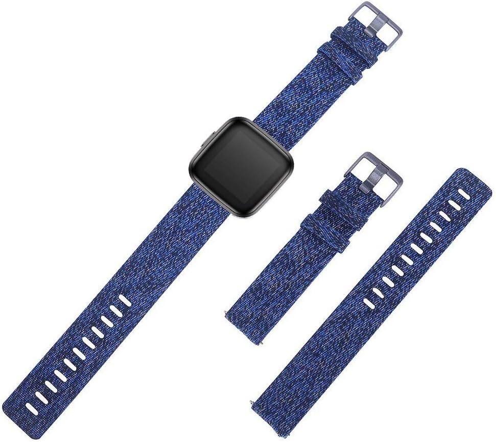 KIMILAR Woven Band Compatible with Fitbit Versa/Fitbit Versa 2/Fitbit Versa Lite Edition, Large Small Woven Fabric Breathable Men Women Versa Replacement Band for Versa Smartwatch