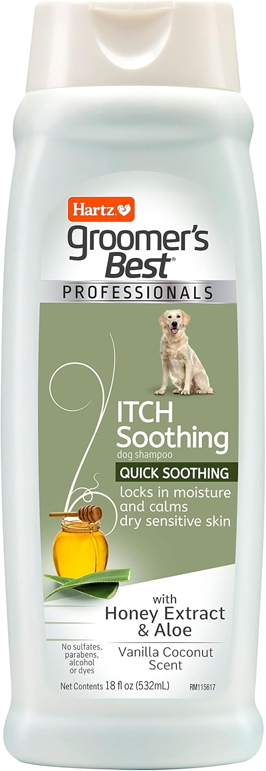 Hartz Groomer's Best Professionals Itch Soothing Dog Shampoo for Itchy Skin with Aloe & Honey, 18 oz