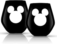 Vista 1 de JoyJolt Disney - Juego de copas de vino sin tallo de lujo de Mickey Mouse. 2 vasos de cristal europeo para beber. Artículos navideños premium