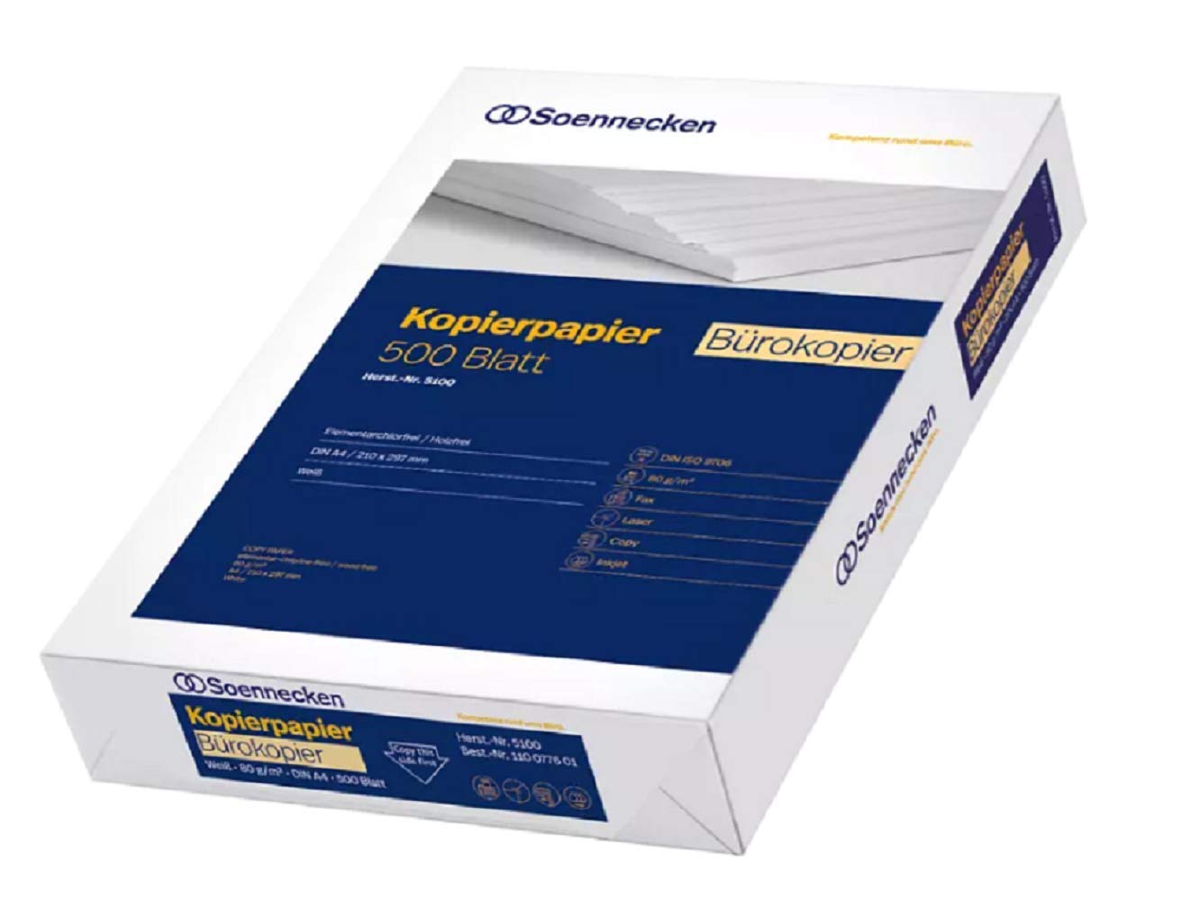 Soennecken Kopierpapier Bürokopier 5100, DIN A4, 80g/qm, weiß - Karton à 2.500 Blatt