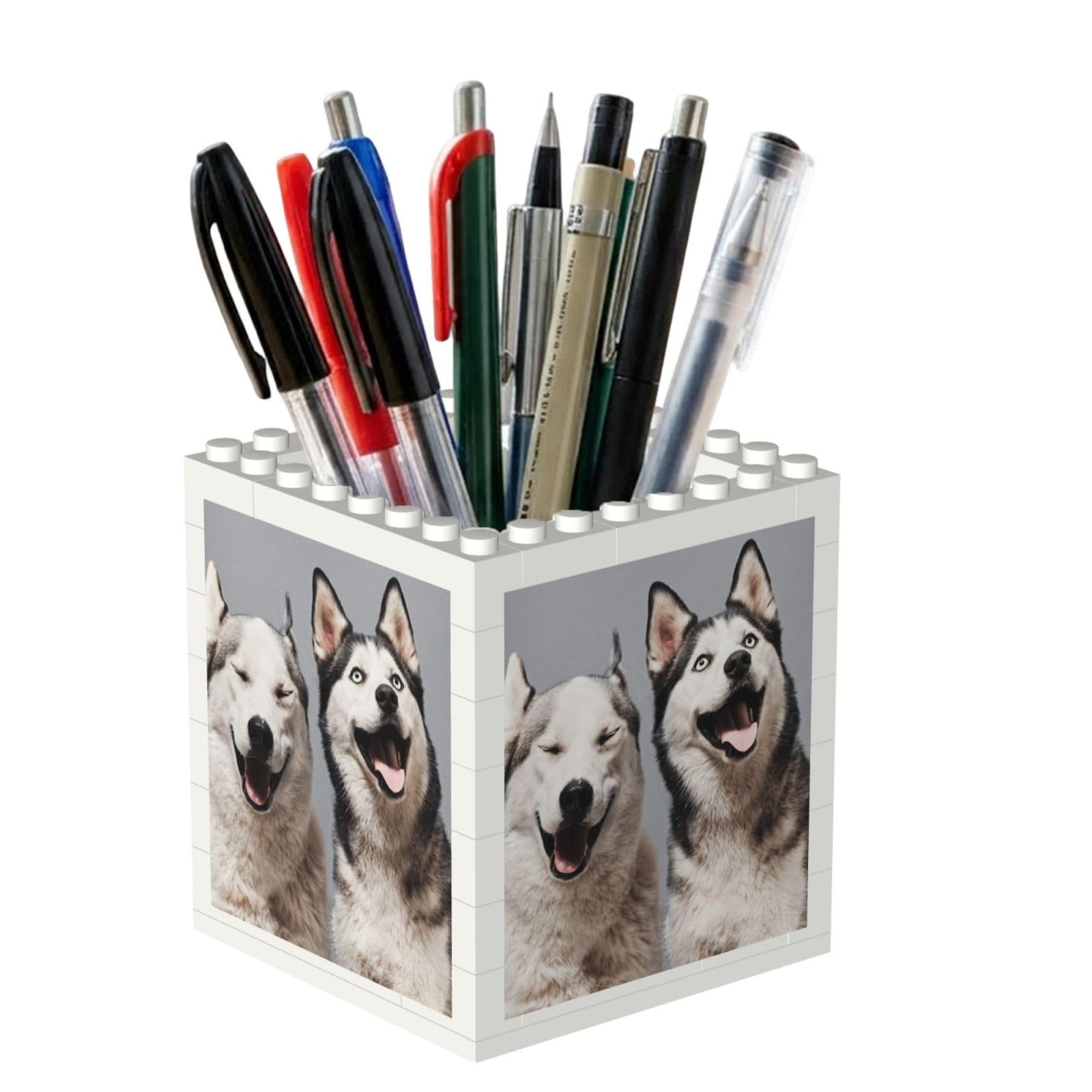 Poadnly Husky Printing, Pen Pot Pencil Holder for Office Home School, Compact Desk Organiser for Office Stationery