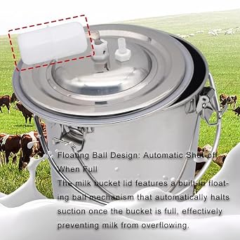 Milking Machine, 5L Electric Pulse Cow Milking Machine, Portable Vacuum Sheeps Cows Milk Machine Pump, Bionic Suction And Stop Automatic Function for Dairy Cow Goat, Home Small-Scalefarm (For Cattle)