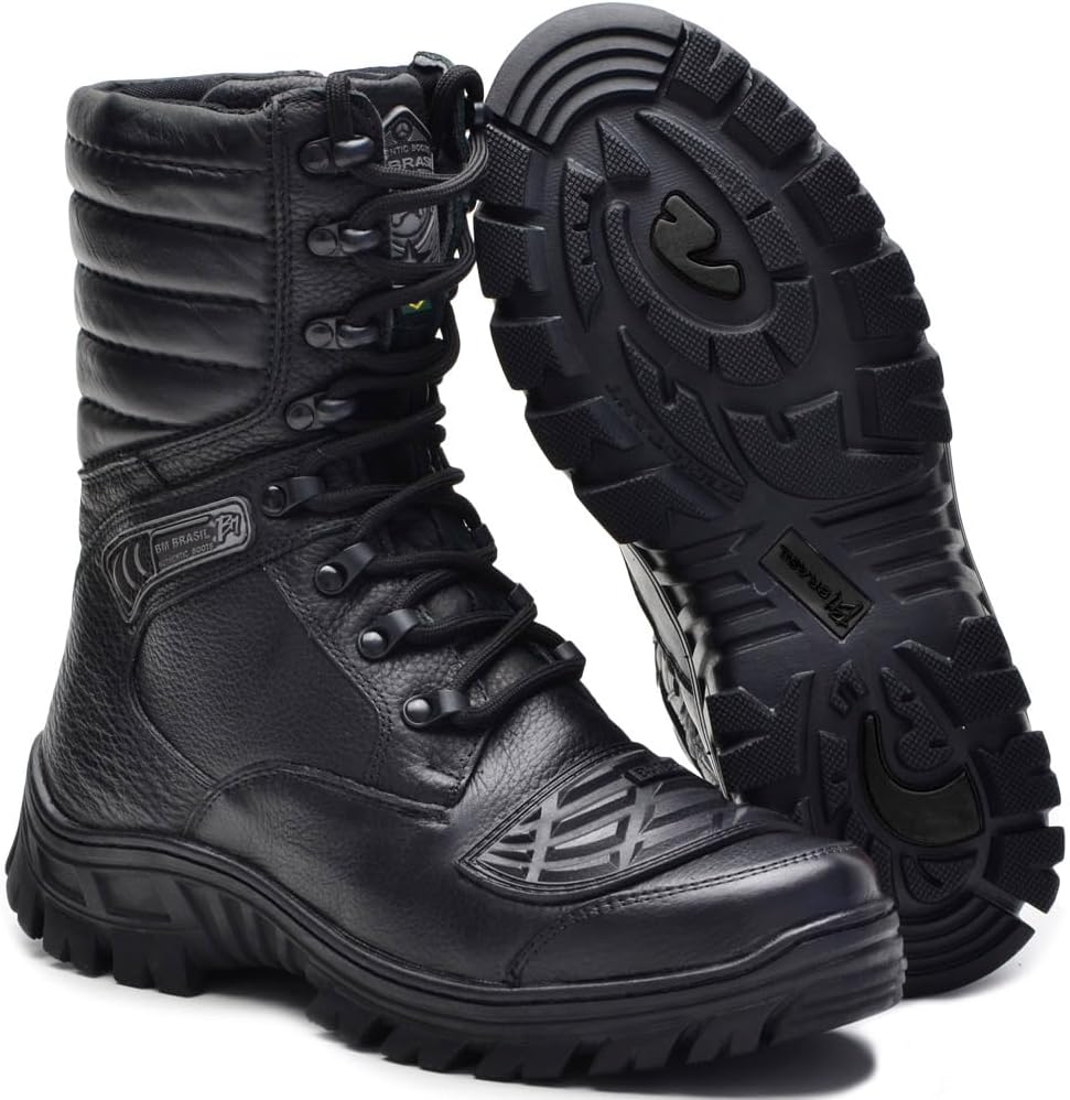 Coturno Bota Tático Militar Attack Zíper Moto 5188/01 Preto c a Nº 45899 (preto, BR, Adulto, Numérico, 42)