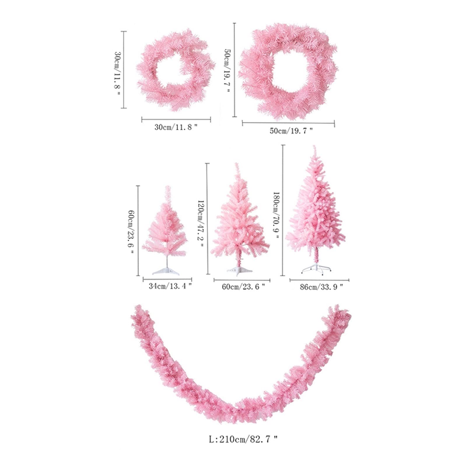 Albero di Natale 60/120/180 CM Romantico Rosa Decorazioni for l'albero di Natale Ghirlanda Lunga Vite Pallina di Natale Centro commerciale Disposizione delle finestre Prop Jingxin(Wreath-s)