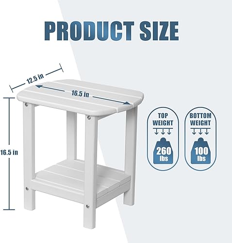 Miniatura 75 de nalone Adirondack - Mesa auxiliar para exteriores de 16.5 pulgadas, mesa auxiliar de plástico HDPE doble Adirondack para patio (madera)