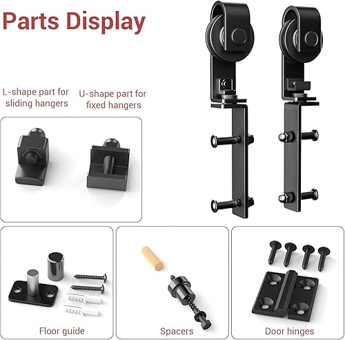 Miniatura 26 de CCJH Kit de herrajes para puertas de granero plegables de 8 pies/96 pulgadas, montaje superior para 8 puertas, ancho máximo de puerta de 11.7 Para 8