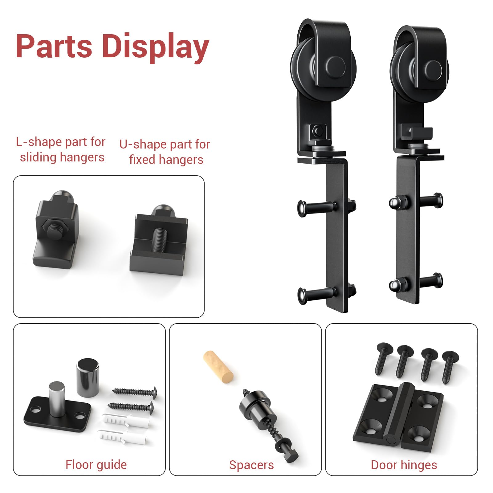 CCJH Kit de herrajes para puerta corredera de granero plegable de 100 cm para 2 puertas plegables (sin puerta)
