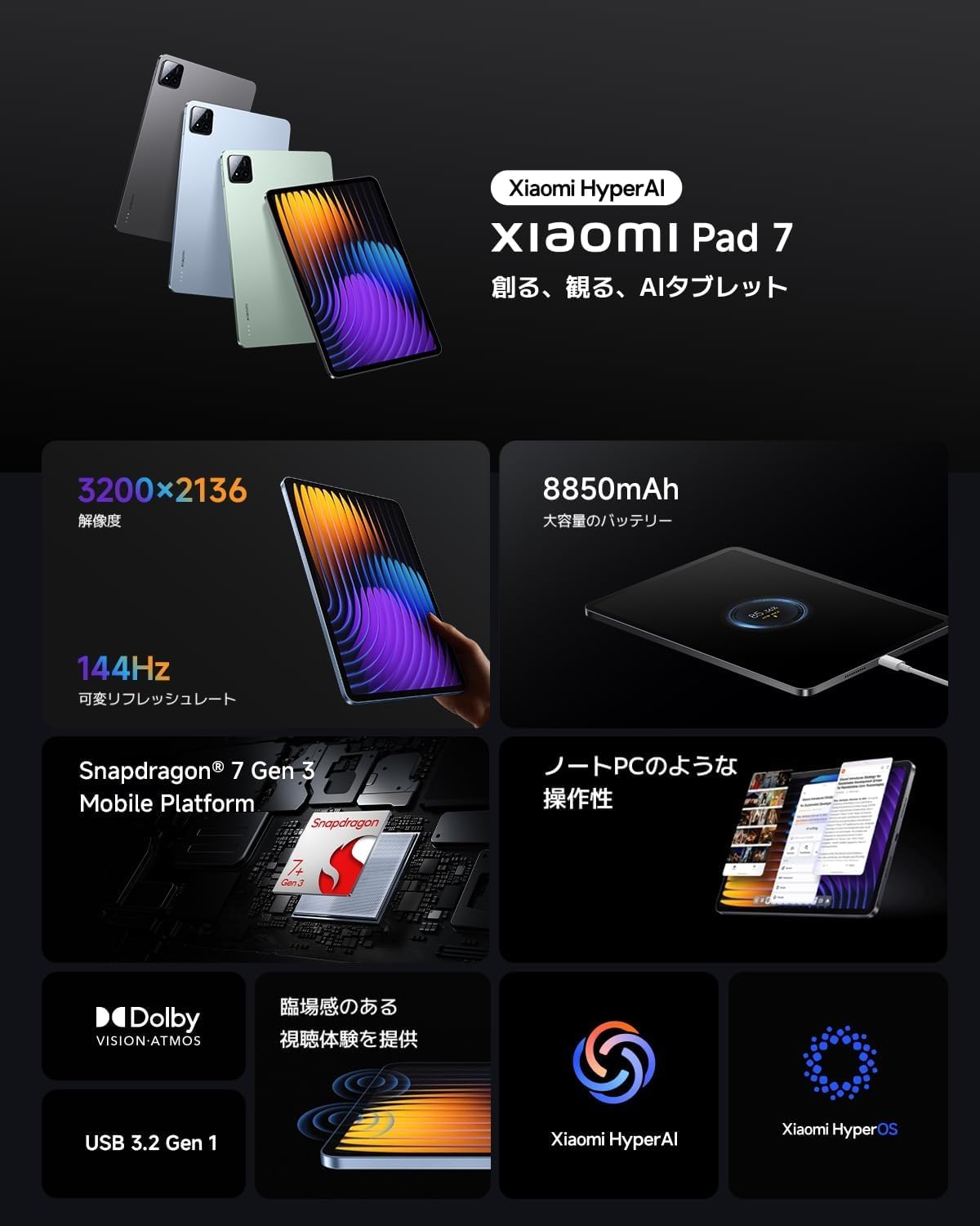 Xiaomi Pad 7, 8GB + 128GB Tablet WIFI 11.2