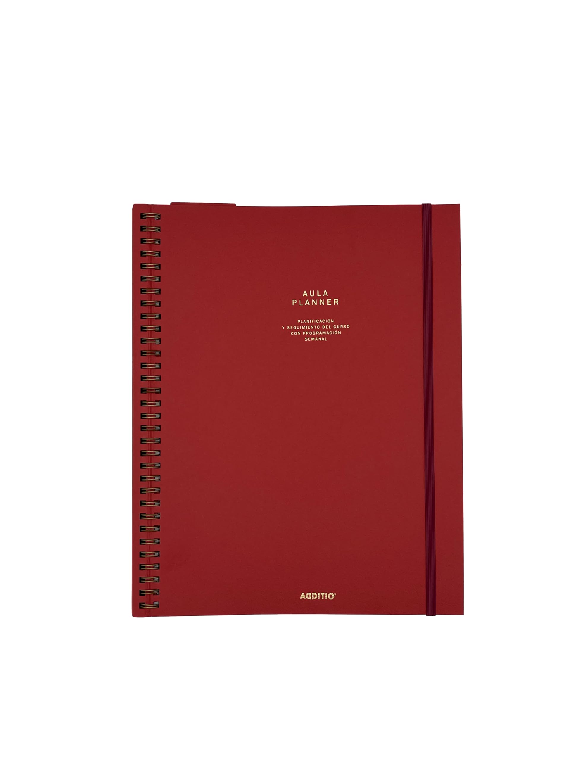 ADDITIO - Aula Planner profesorado | Planificador anual y mensual I Programación semanal I Evaluación I Reuniones I Alumnado I 100% papel I FSC I Tamaño 21 x 28 cm | Español | Rojo