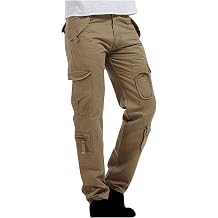 Vintage Men Cargo Hiking Pants Distressed Retro Biker Pants Multi-Pockets Outdoor Straight Leg Casual Work Pants