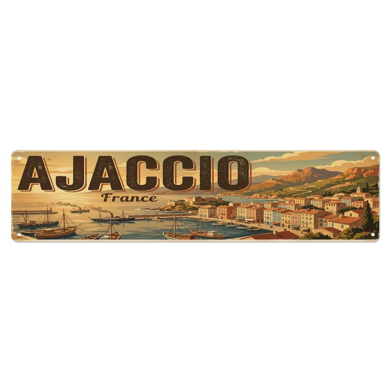 Metal Tin Sign Retro Travel France Ajaccio