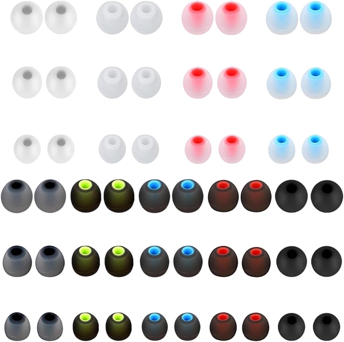 Earbuds Replacement Tips 54Pcs Silicone Earbuds Cap Replacement Pieces Earbud Covers Headphone Earbuds Rubber Tips Fit Most in-Ear Earbuds (Inner Hole 3.8mm -5.1mm) 3 Sizes S/M/L,9 Colors