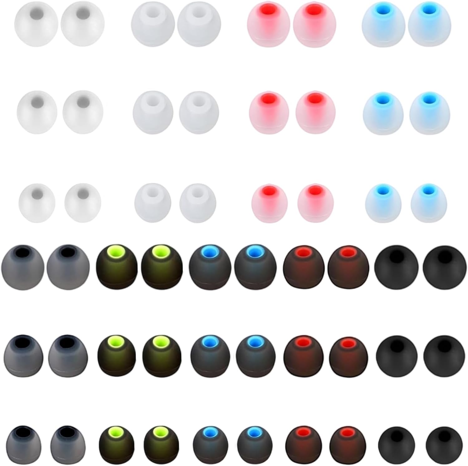 54Pc Silicone Earbud Tips, 9 Colors, 3 Sizes, Universal Fit 3.8-5.1mm