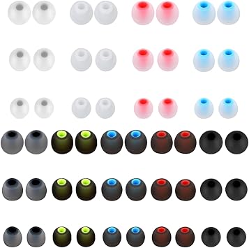 Earbuds Replacement Tips 54Pcs Silicone Earbuds Cap Replacement Pieces Earbud Covers Headphone Earbuds Rubber Tips Fit Most in-Ear Earbuds Inner Hole 3.8mm -5.1mm 3 Sizes S/M/L,9 Colors