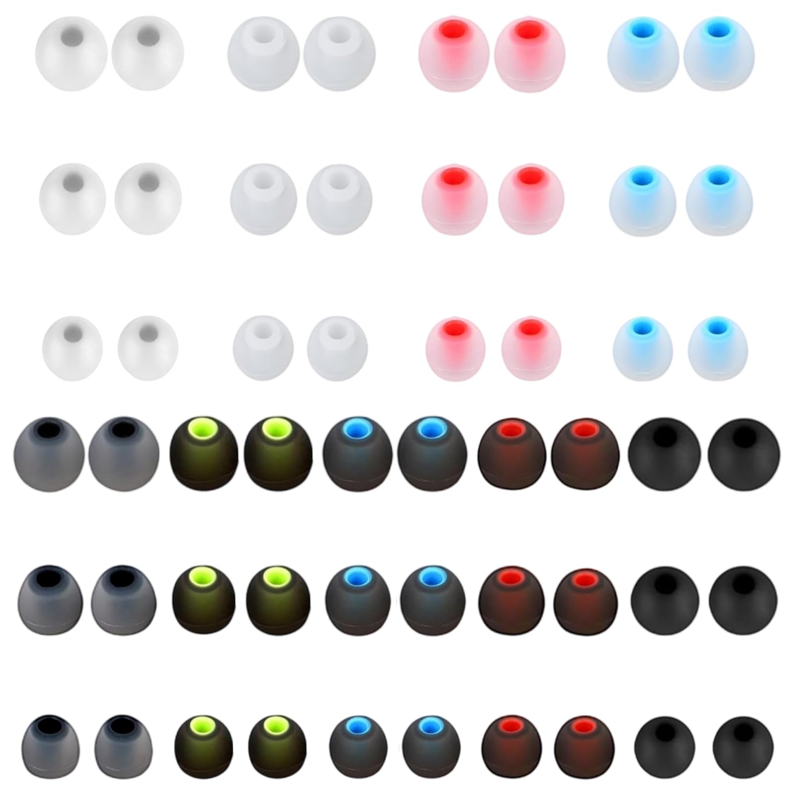 Earbuds Replacement Tips 54Pcs Silicone Earbuds Cap Replacement Pieces Earbud Covers Headphone Earbuds Rubber Tips Fit Most in-Ear Earbuds (Inner Hole