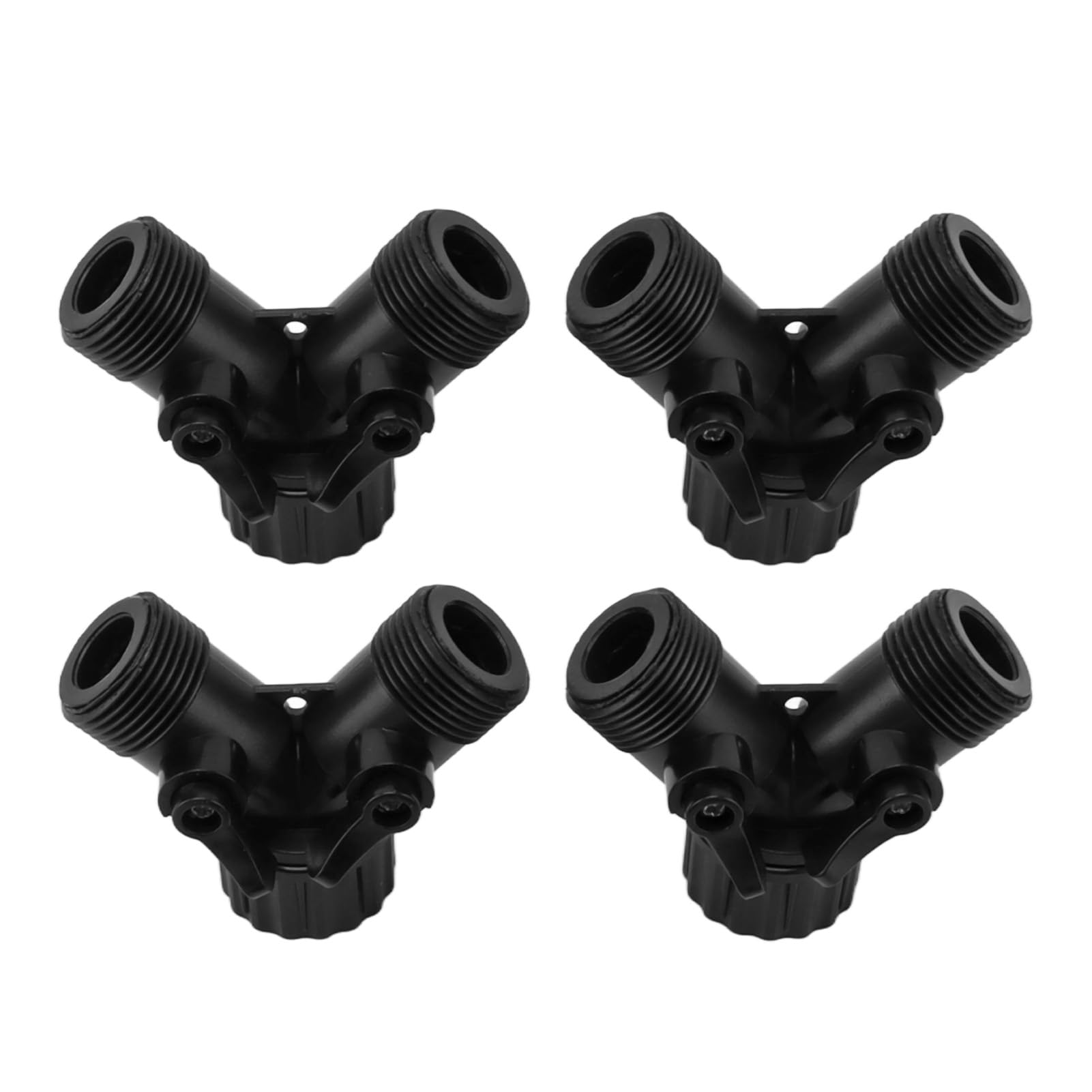Jerliflyer Tap Y Splitter 2 Way 2 Valves Hose Splitter Connector for Garden Hose Faucet Standard 4pcs (Black)