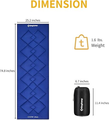 Miniatura 2 de KingCamp Almohadillas de cuna para campamento, colchoneta de algodón grueso XL para adultos, portátil, suave, plegable, cómoda cama para interiores