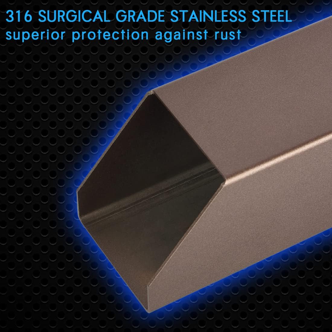 PONDO 2" Square Water Fountain Spout Scupper, 316 Stainless Steel Spillway w/Construction Spray Baffle for Pools, Ponds, Water Walls, Fountains (Brown) Overall Length 10 Inch