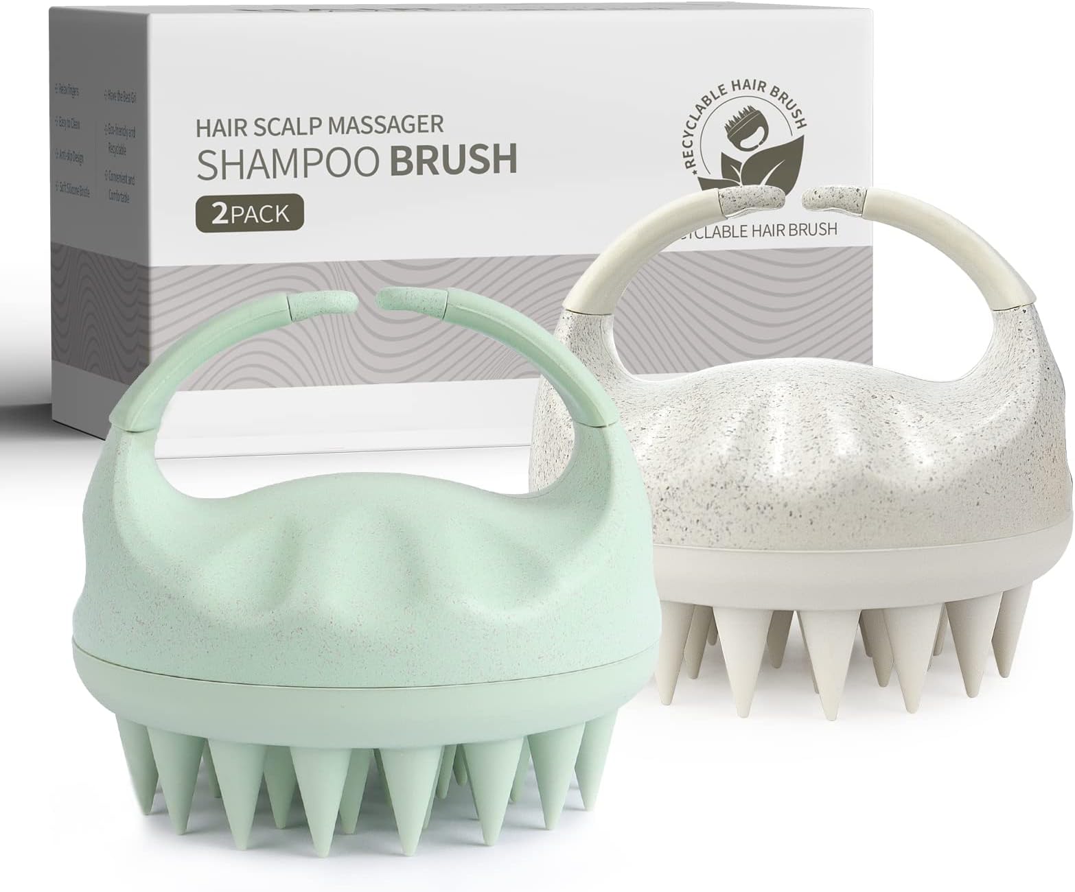 Sndyi 2 Pcs Scalp Massager Shampoo Brush, Scalp Scrubber with Soft Silicone Bristles, Scalp Exfoliator for Dandruff Removal, Scalp Massager for Hair Growth, Wet Dry Hair Brush for Scalp Care