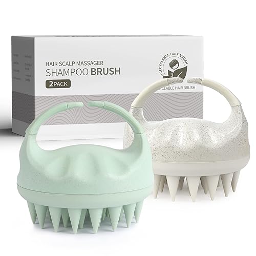 Miniatura 7 de Sndyi Cepillo de champú masajeador de cuero cabelludo con cerdas de silicona suave, exfoliante para el cuero cabelludo para eliminar la caspa,