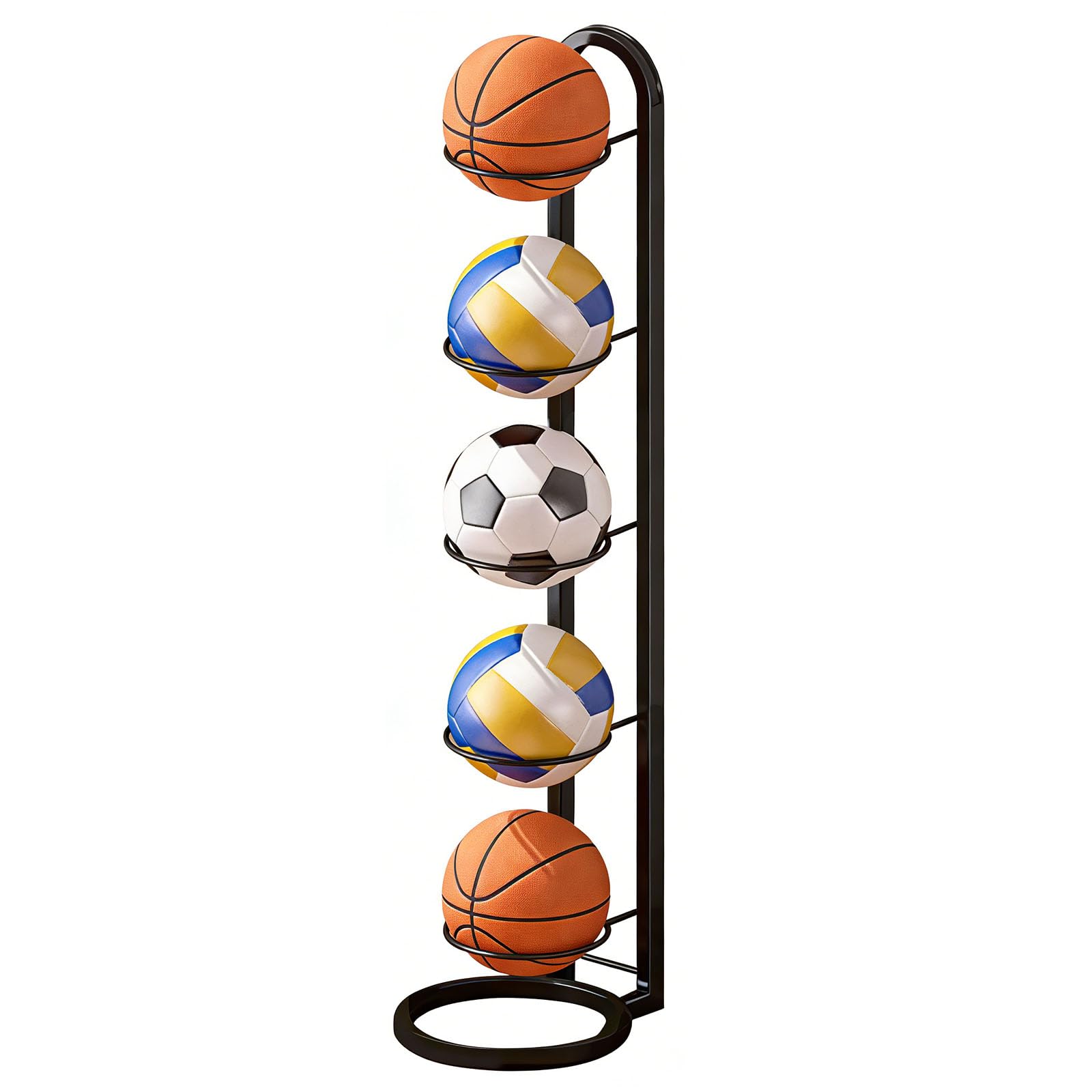 Basketball Storage Rack, Ball Storage Garage, Removable Cube Football Stand, Carbon Steel Basketball Stand, Organizer Vertical Ball Rack Display Stand, For Basketball Football Volleyball (5 TierA)