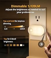 Vista 4 de Lyridz Luz nocturna enchufable con sensor de movimiento, 120LM superior brillante inteligente mini luz nocturna LED, blanco cálido con brillo