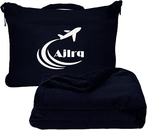Manta de viaje, almohada de avión, 100% poliéster suave de primera calidad, almohada de viaje 2 en 1, manta de avión con bolsa suave, funda de
