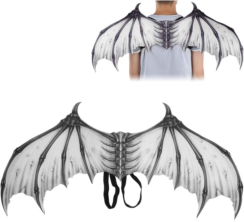 Yinhing Halloween Wing Folding Costume Prop Cosplay Accessory for Kids Dress Up Fantasy Party Outfit for Boys And Girls Unique Fairy for Halloween Celebrations (White black bone wings HGDS19001A)