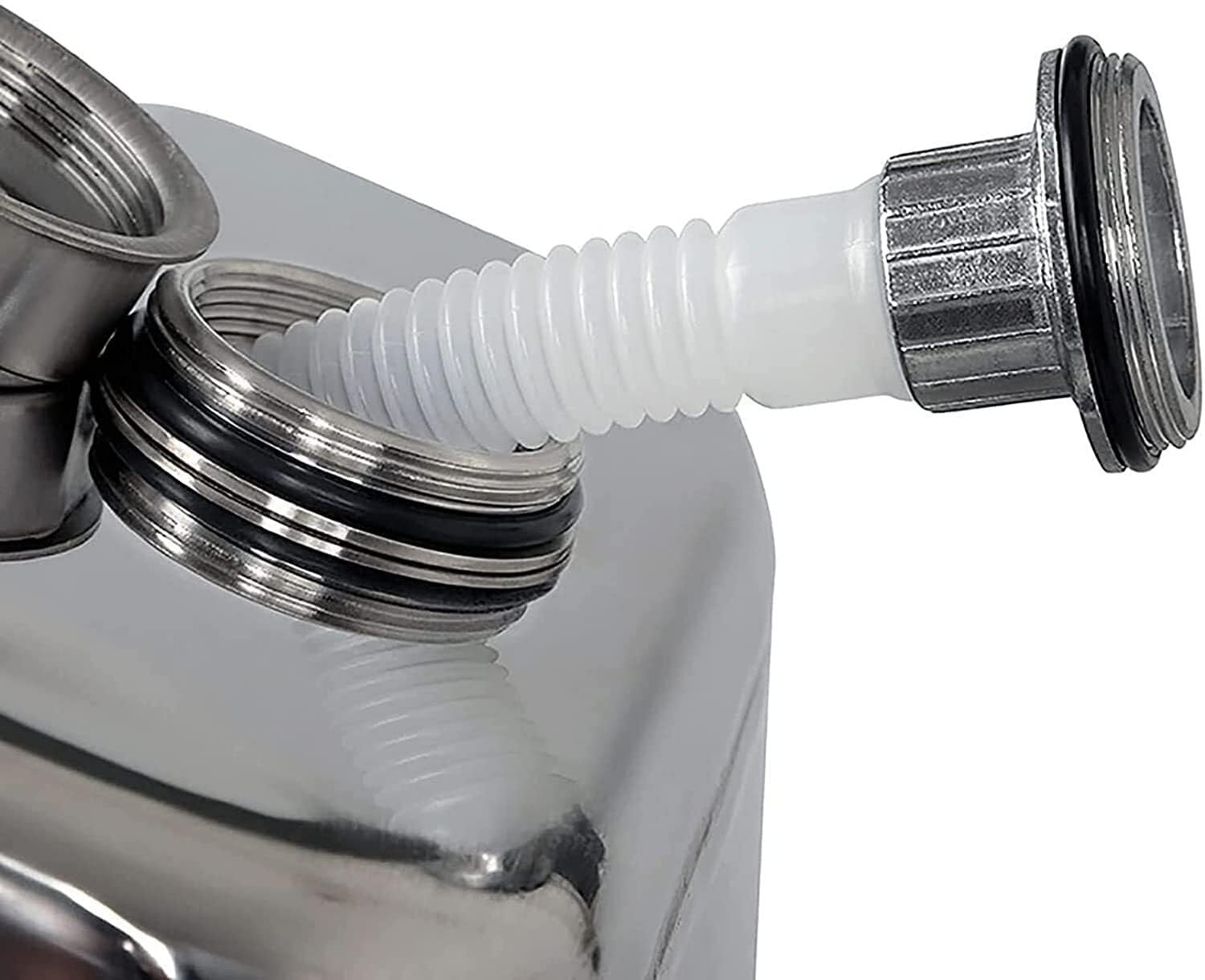 Bidón Combustible 5/10/15/20L Acero Inoxidable 304 para Gasolina y Diésel, Jerry Can con Boquilla Flexible, Tanque Portátil Antifugas para Coche, Barco y Camping(20l)