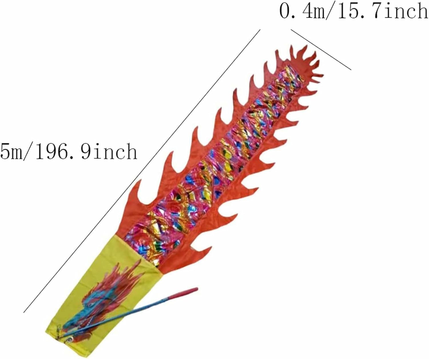 Chinese Silk Dragon Dance 3D Dragon and Lion Dance Props Dragon Ribbon Streamer Rod+Silk Cloth 3D Dragon Ribbon Streamer