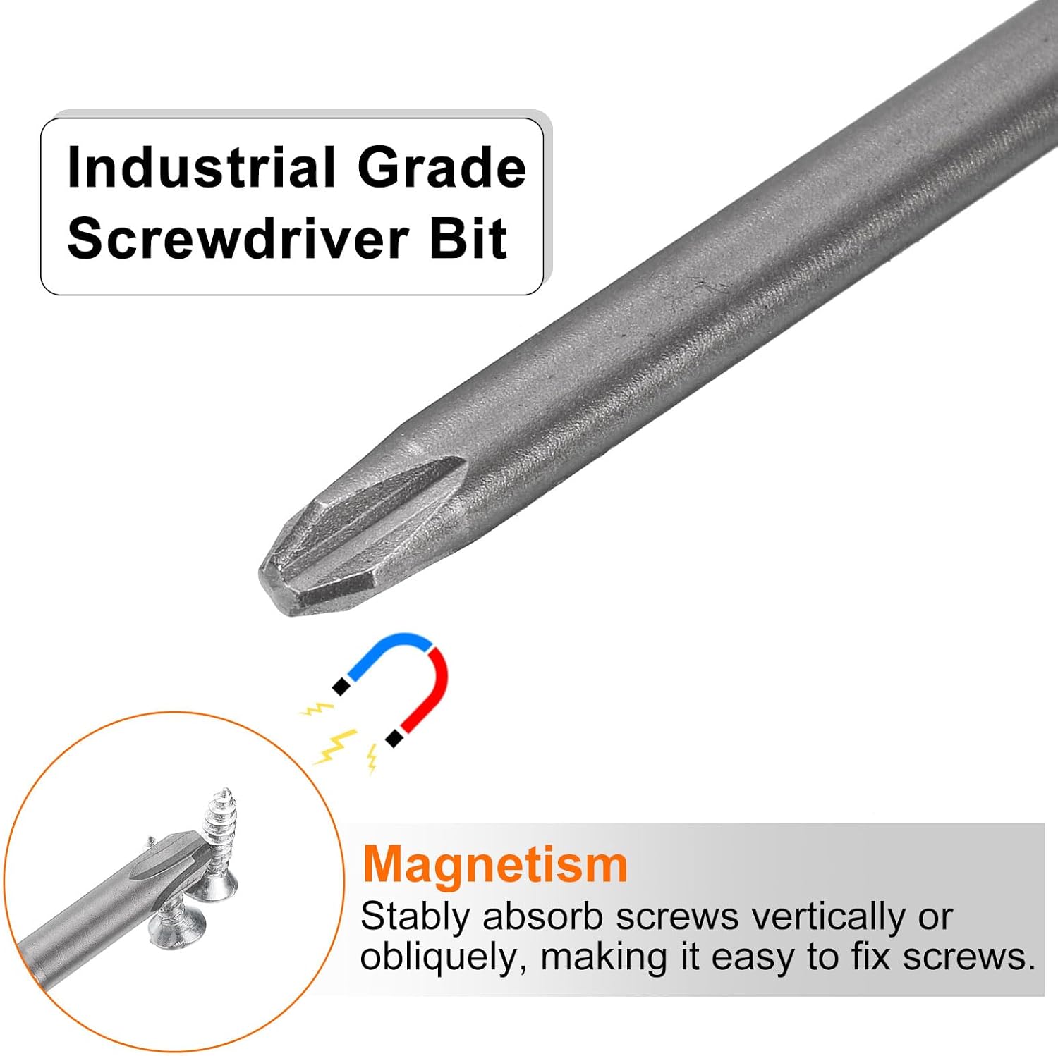 HARFINGTON 6pcs #2 Phillips Screwdriver Bit PH2 1/4" Hex Shank 2.6" (65mm) Long Magnetic S2 Steel Industrial Grade Screw Driver Bit Cross Head Electric Drill Bits 0.18" (4.5mm) Rod