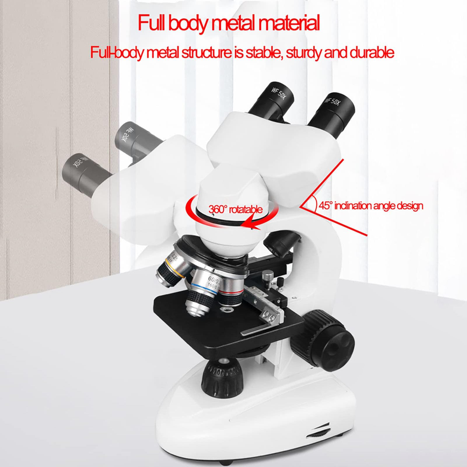 Mikroskop dwuokularowy, 40 x 6000 x mikroskop dwuokularowy, mikroskop dla początkujących dzieci z zestawami, laboratoryjny mikroskop biologiczny