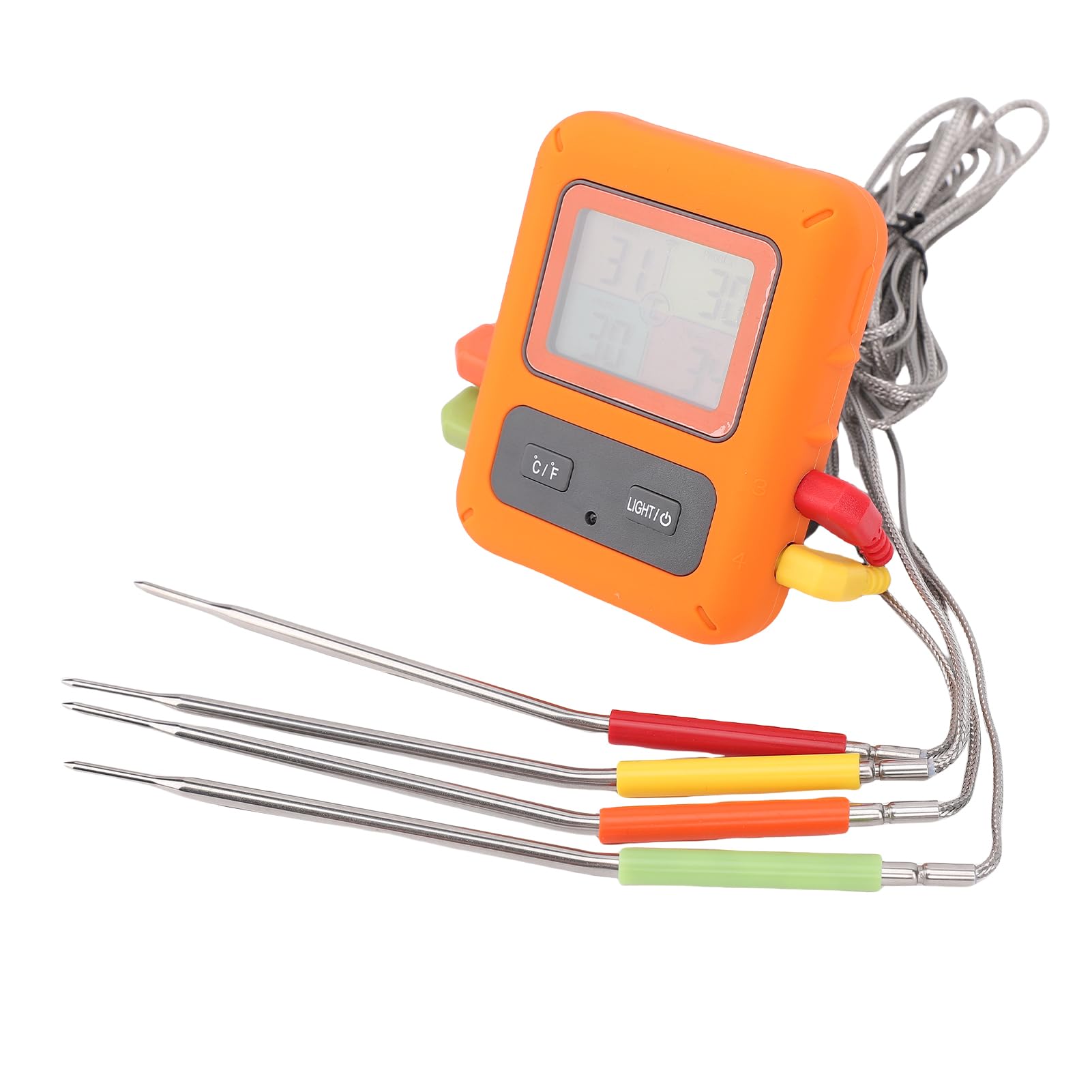 Termómetro Inalámbrico para Carne con Sondas Codificadas por Colores, Termómetro Digital para Parrilla BBQ con Alertas Inteligentes, Amplio Rango de Temperatura, 5 Niveles de Cocción, Apto