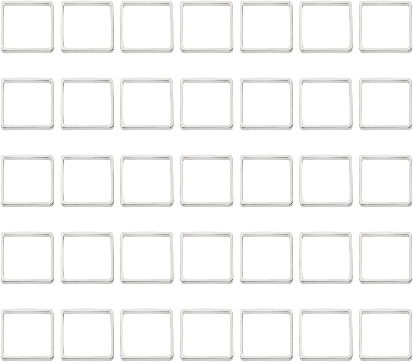 Shapenty Brass Square Hollow Frame Pendant Charms Open Bezel Frames Linking Ring Connectors Beading Hoop Earrings for Necklace Bracelet Jewelry Making Resin Craft, 50PCS (18mm, Silver)